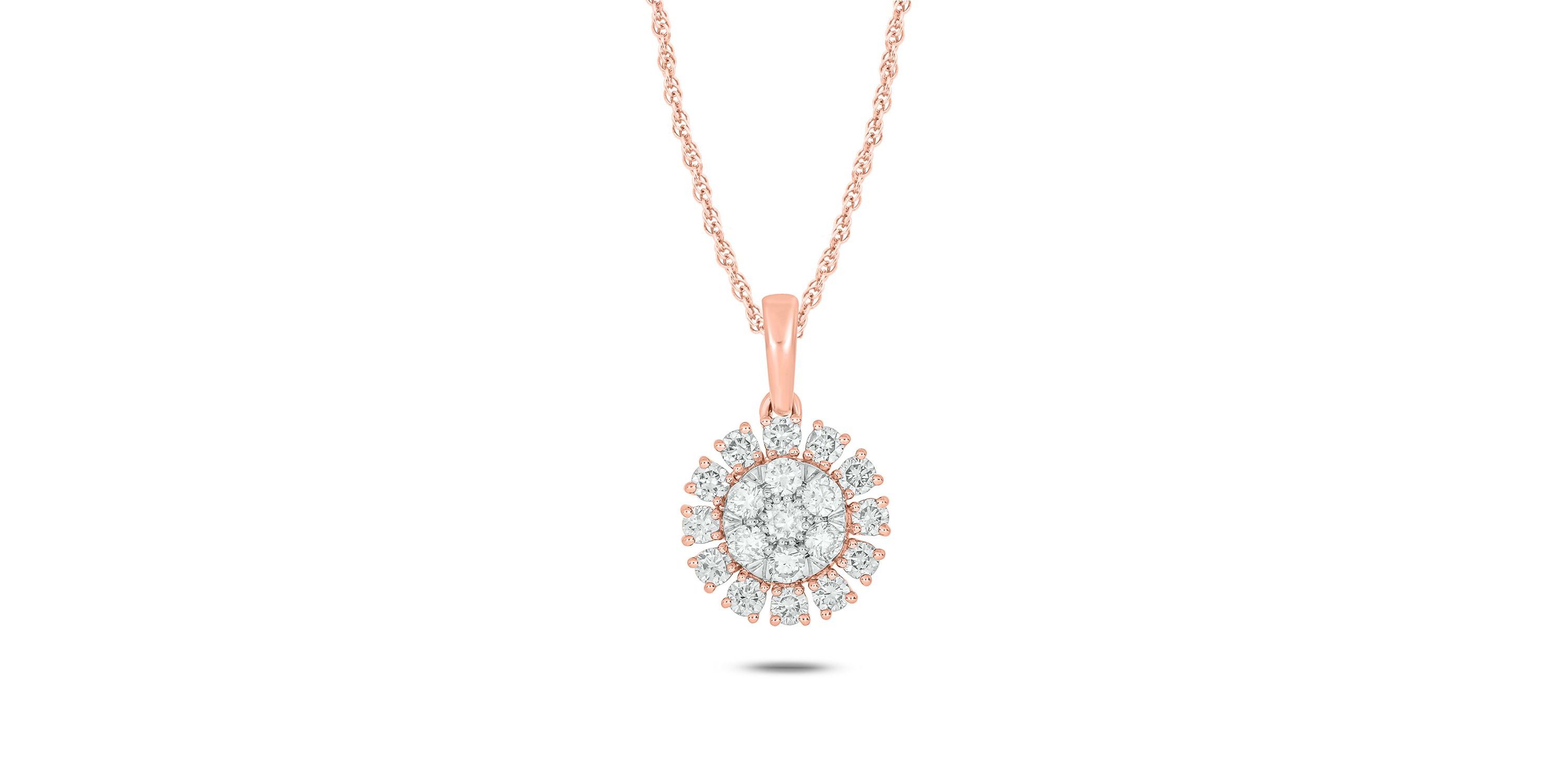 1/2 ct. t.w Natrual White Diamond Sun Pendant Necklace in 10K Gold