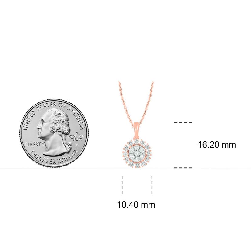 1/2 ct. t.w Natrual White Diamond Sun Pendant Necklace in 10K Gold