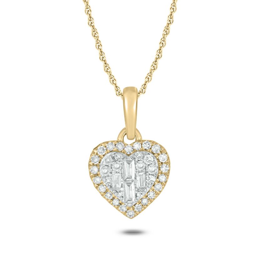 1/6 ct. t.w White Diamond Studded Heart Pendant in 10K Gold