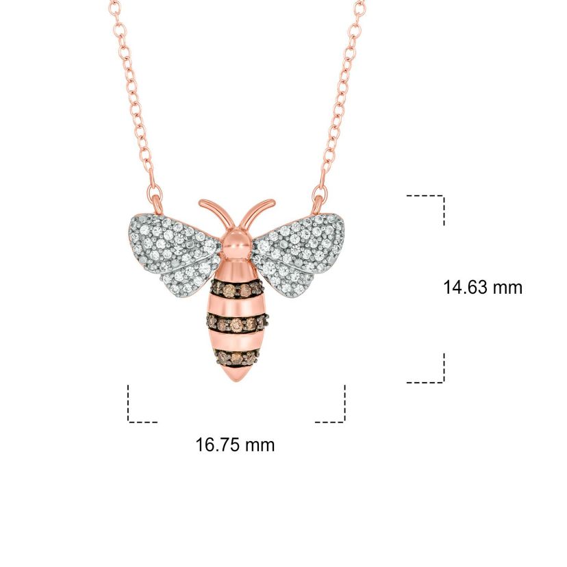 1/4 ct. t.w White And Brown Diamond Honey Bee Pendant Necklace in 10K Gold