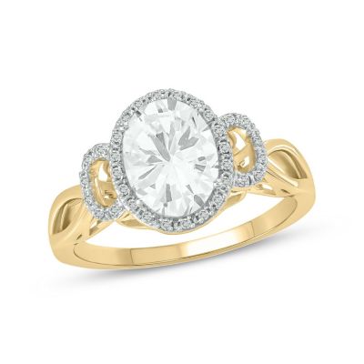 Belk & Co Lab Created 1/10 ct. t.w Diamond & 2.45 ct. t.w White Sapphire Oval Shape Created Color Stone Ring in 10K Gold, Yellow, 9 -  0686557621808