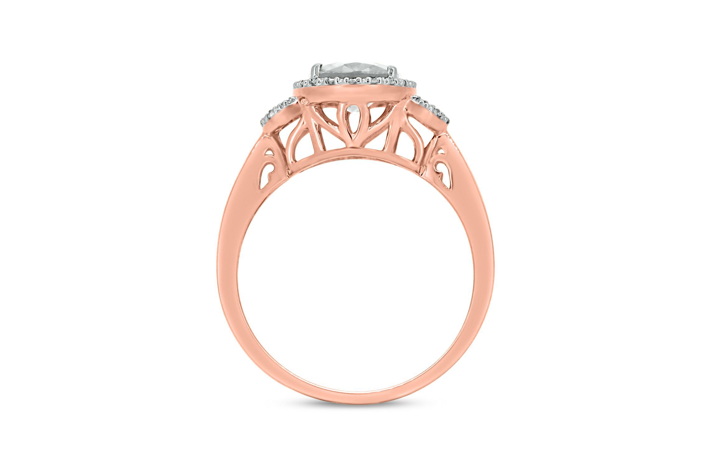Lab Created 1/10 ct. t.w Diamond & 2.45 ct. t.w White Sapphire Oval Shape Created Color Stone Ring in 10K Gold