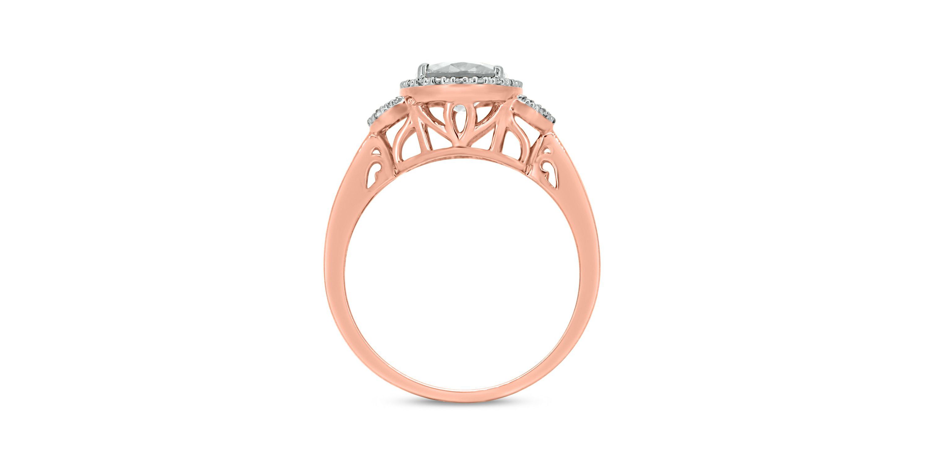 Lab Created 1/10 ct. t.w Diamond & 2.45 ct. t.w White Sapphire Oval Shape Created Color Stone Ring in 10K Gold
