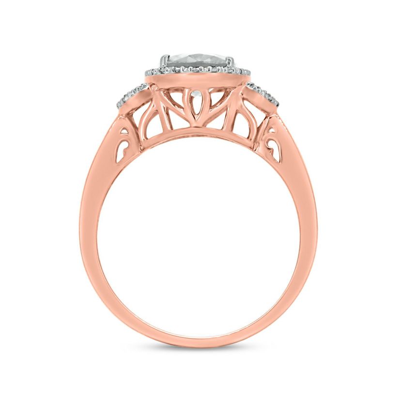 Lab Created 1/10 ct. t.w Diamond & 2.45 ct. t.w White Sapphire Oval Shape Created Color Stone Ring in 10K Gold
