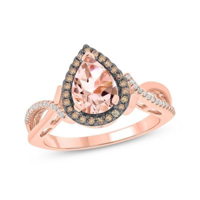Belk & Co 1/6 ct.t.w Diamond & 7/8 ct.t.w Morganite Pear Shape Engagement Ring in 10K Gold