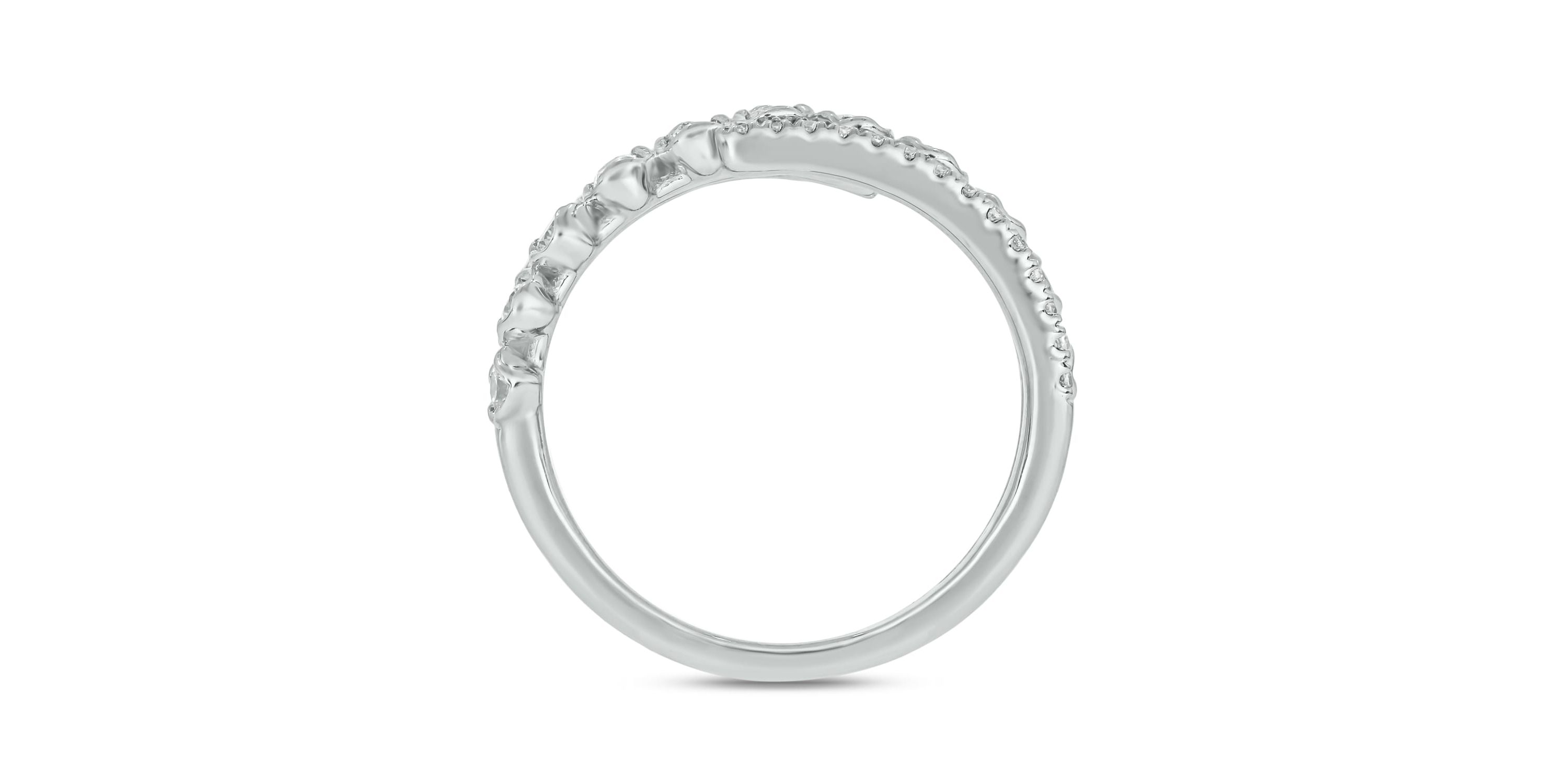 5/8 carat, Diamond Floert ,3 Row Bypass Ring in 14K White Gold