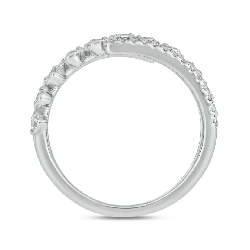 5/8 carat, Diamond Floert ,3 Row Bypass Ring in 14K White Gold