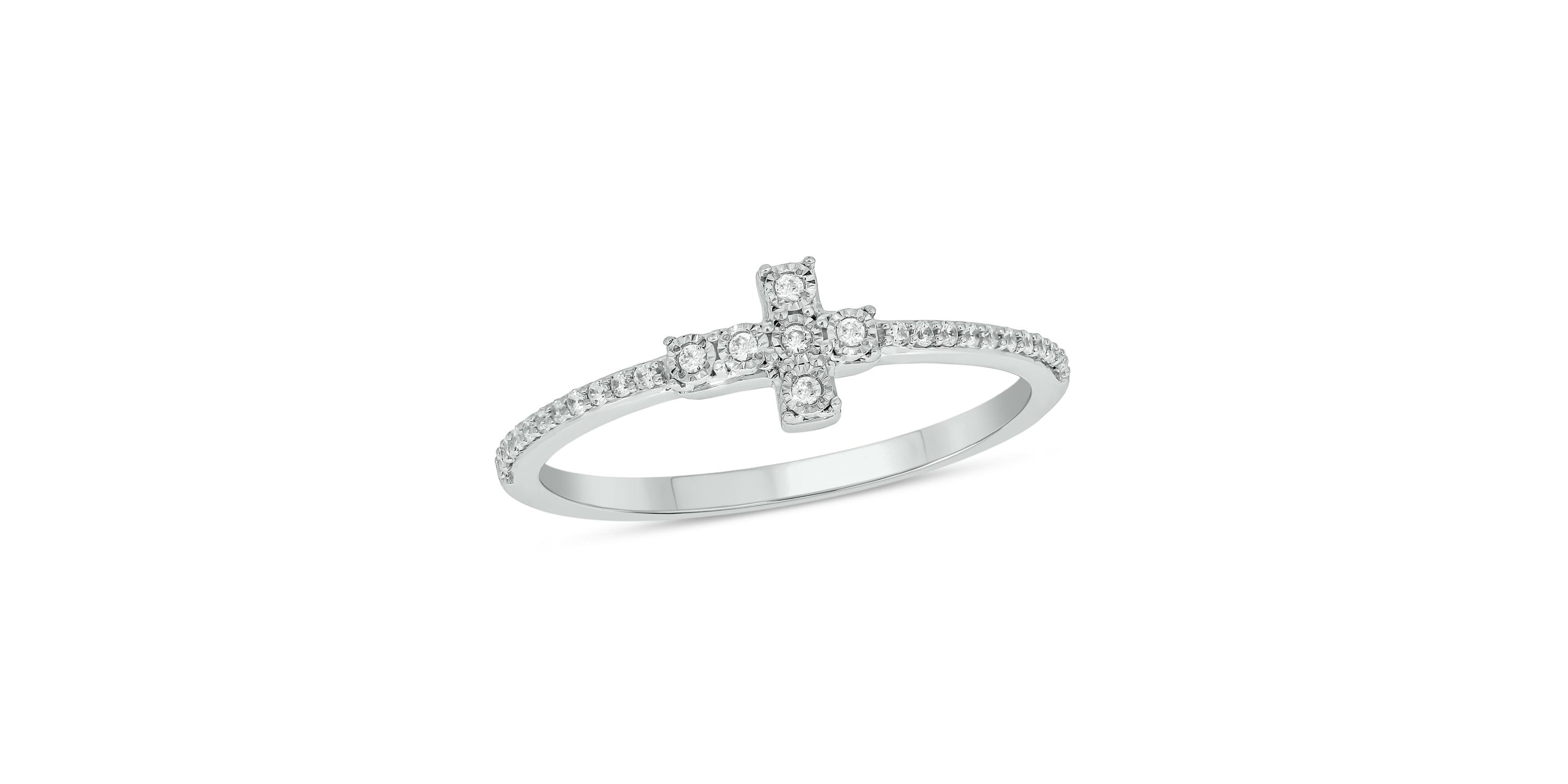1/10 ct.t.w. Diamond Gorgeous Cross-Shaped Fashion Ring in 14KT Yellow Gold