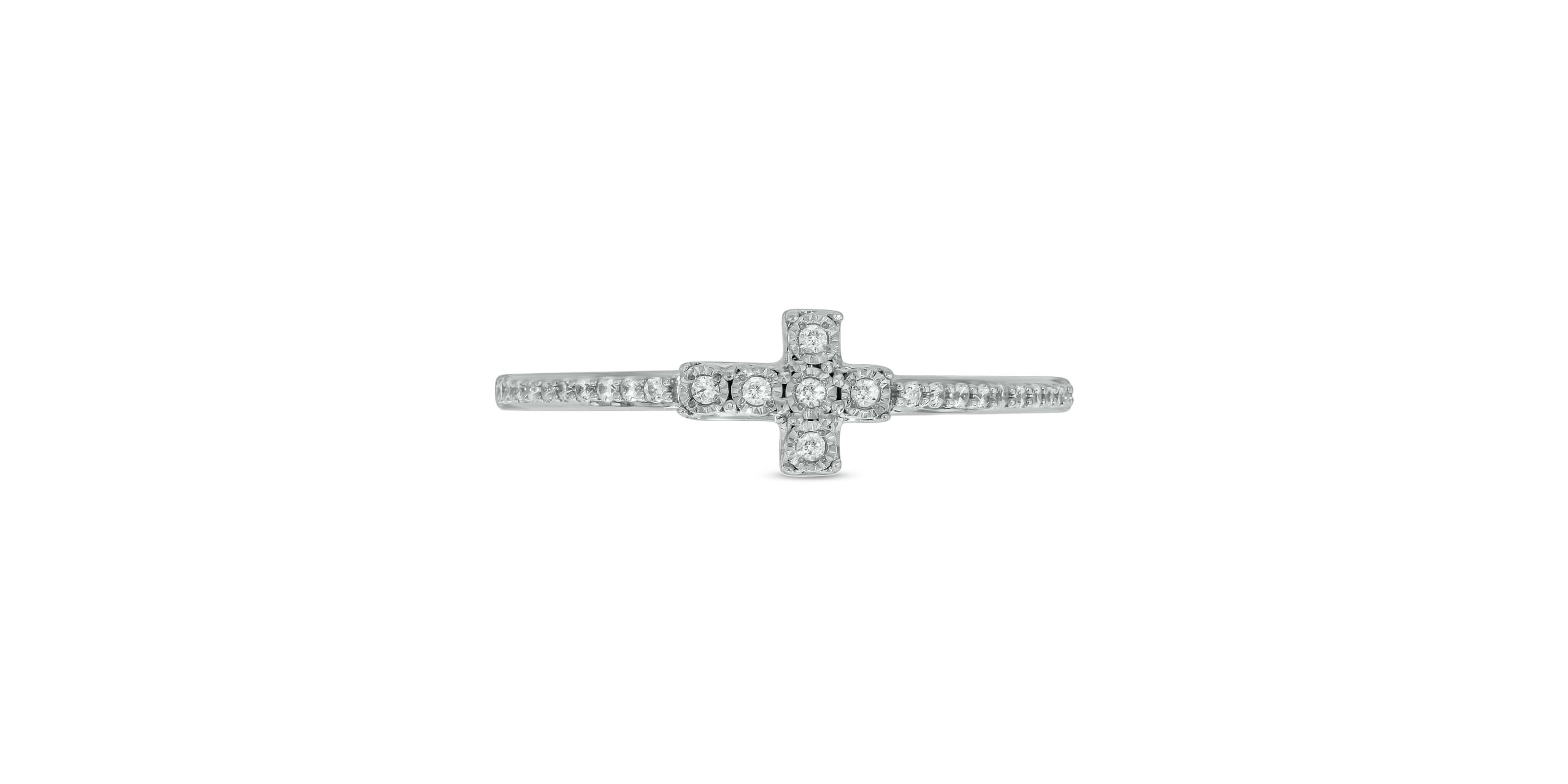 1/10 ct.t.w. Diamond Gorgeous Cross-Shaped Fashion Ring in 14KT Yellow Gold