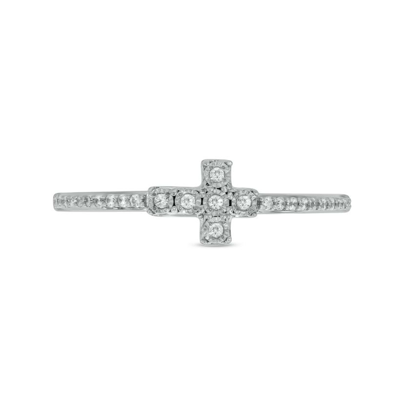 1/10 ct.t.w. Diamond Gorgeous Cross-Shaped Fashion Ring in 14KT Yellow Gold