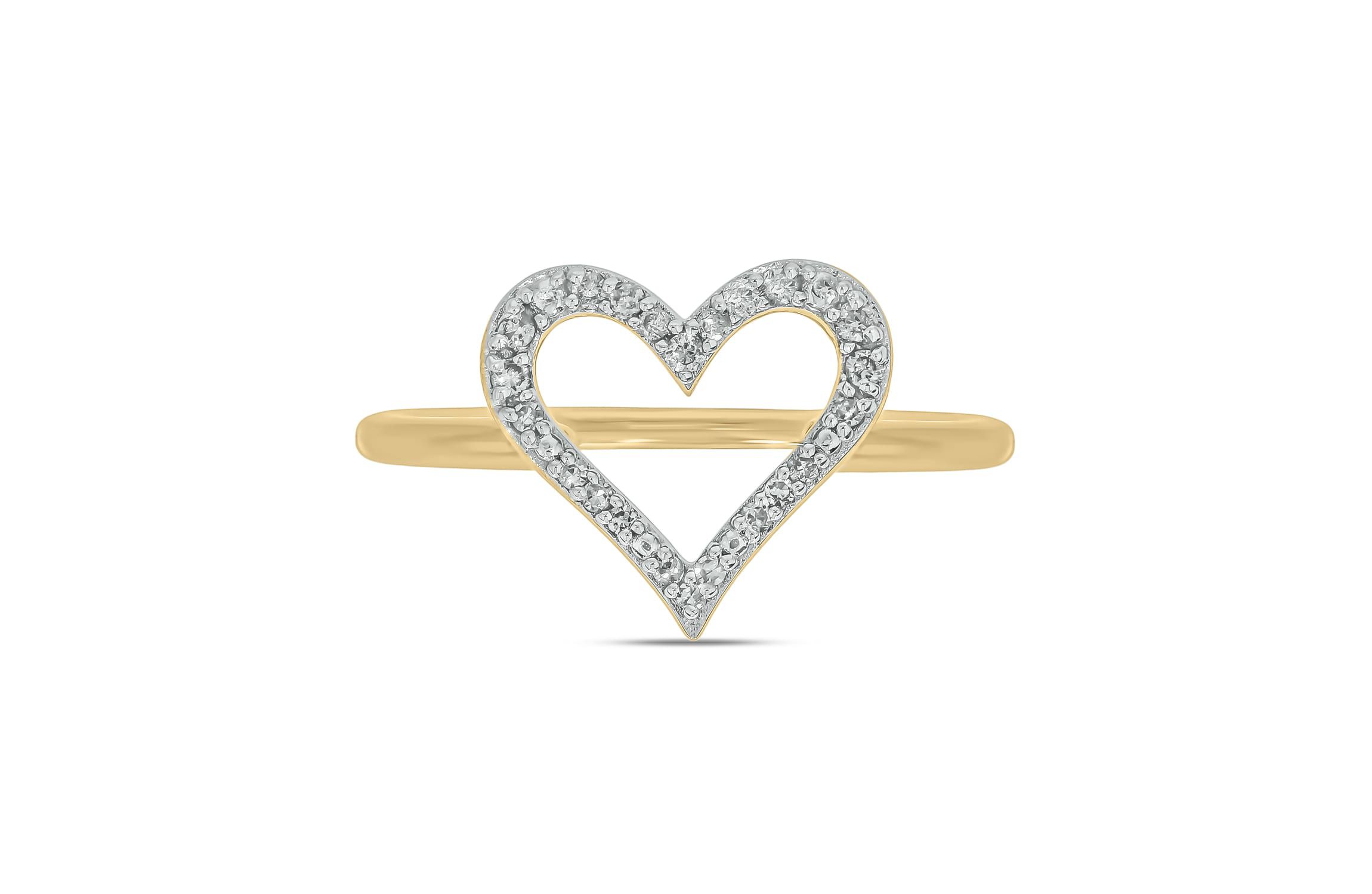 1/10 ct.t.w. Diamond Heart-Shaped Fashion Ring in 14KT White Gold