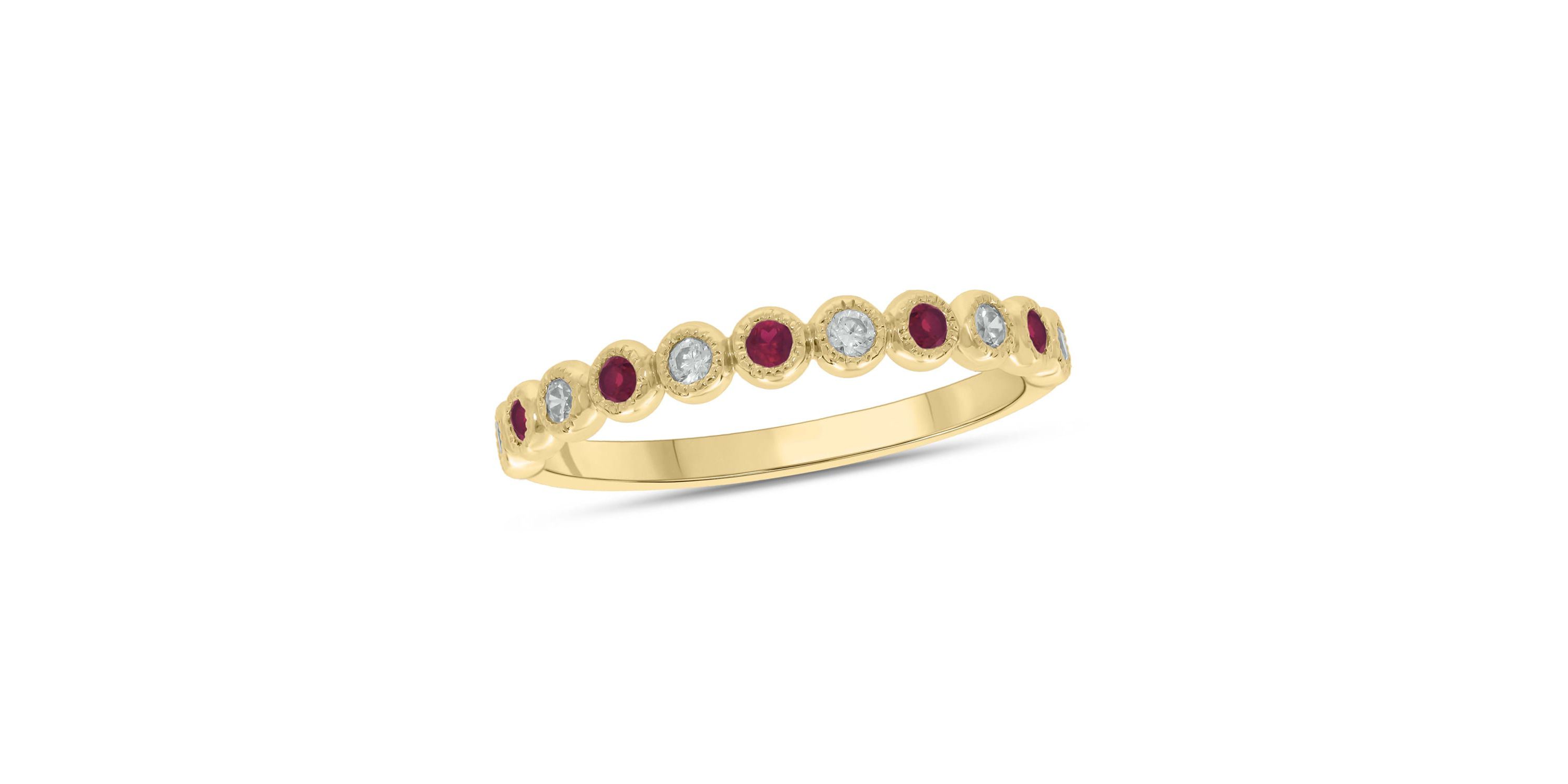 1/4 ct.t.w. Diamond Natural Ruby Anniversary Band in 14KT White Gold