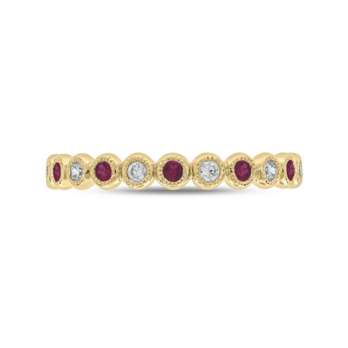 1/4 ct.t.w. Diamond Natural Ruby Anniversary Band in 14KT Rose Gold