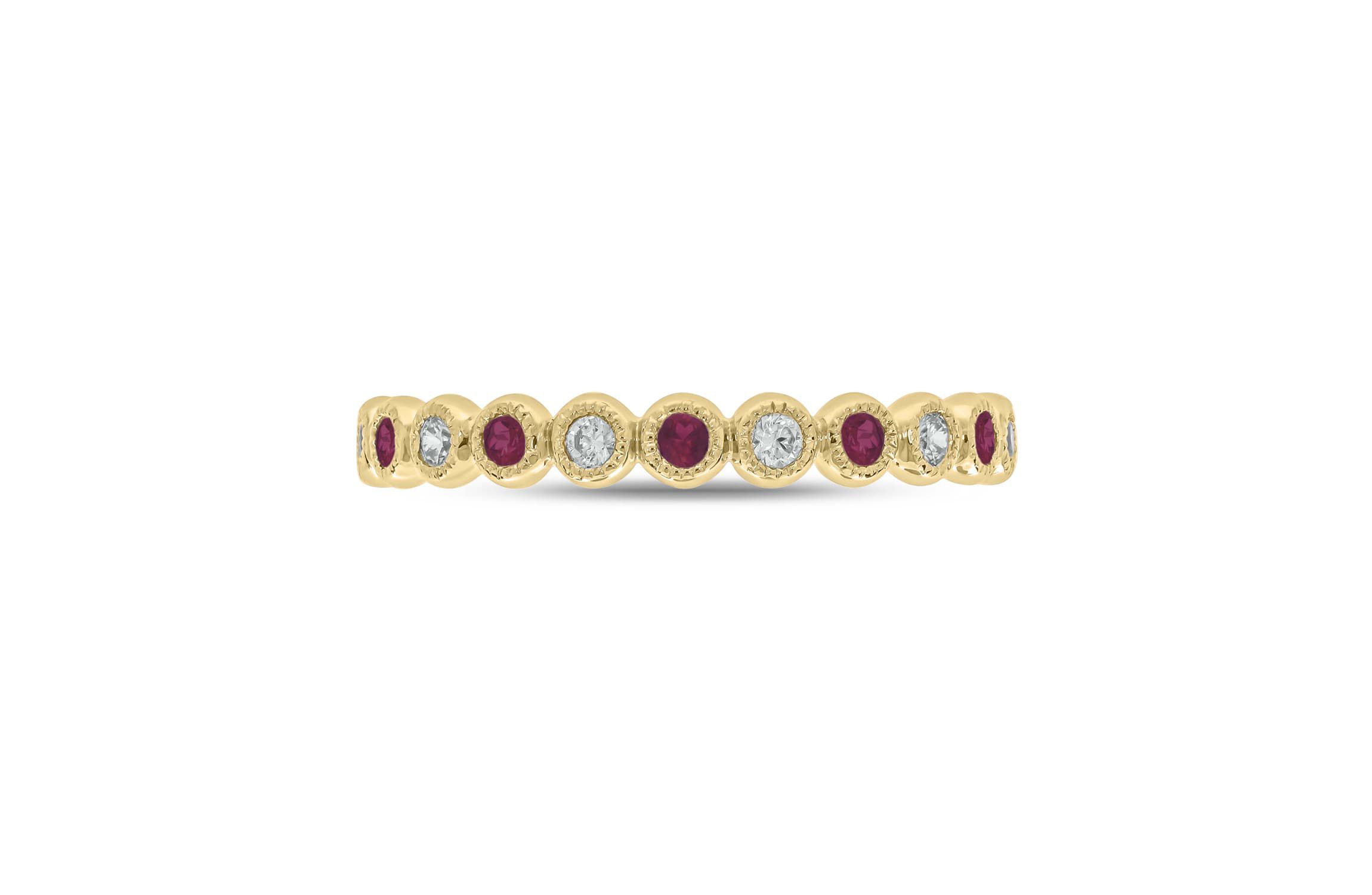1/4 ct.t.w. Diamond Natural Ruby Anniversary Band in 14KT Rose Gold