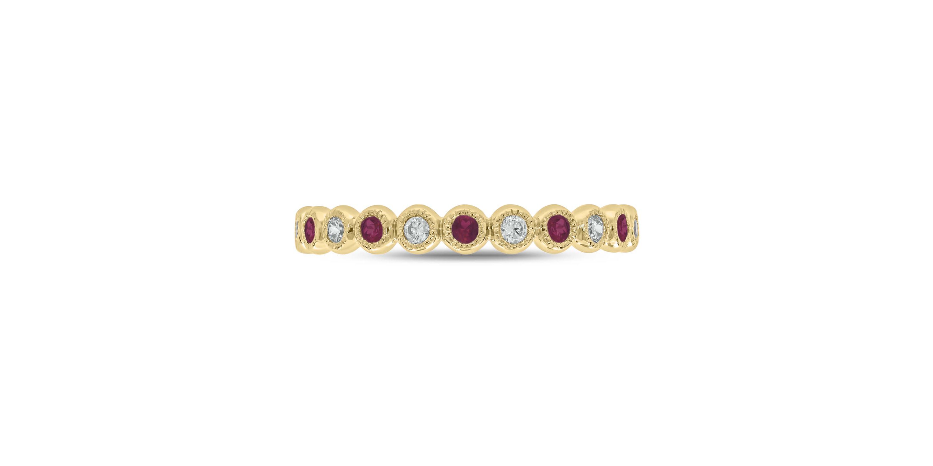 1/4 ct.t.w. Diamond Natural Ruby Anniversary Band in 14KT White Gold