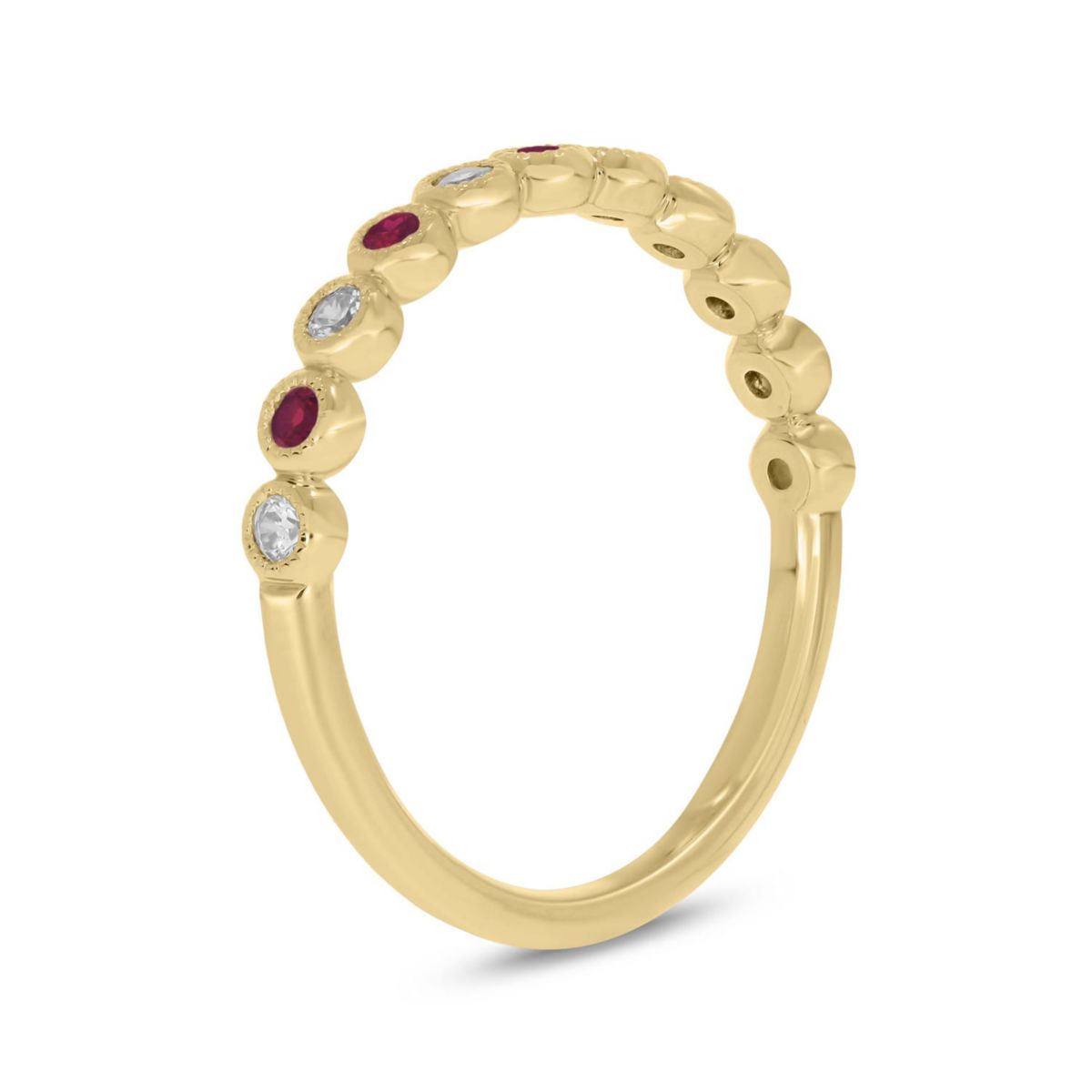 1/4 ct.t.w. Diamond Natural Ruby Anniversary Band in 14KT Rose Gold