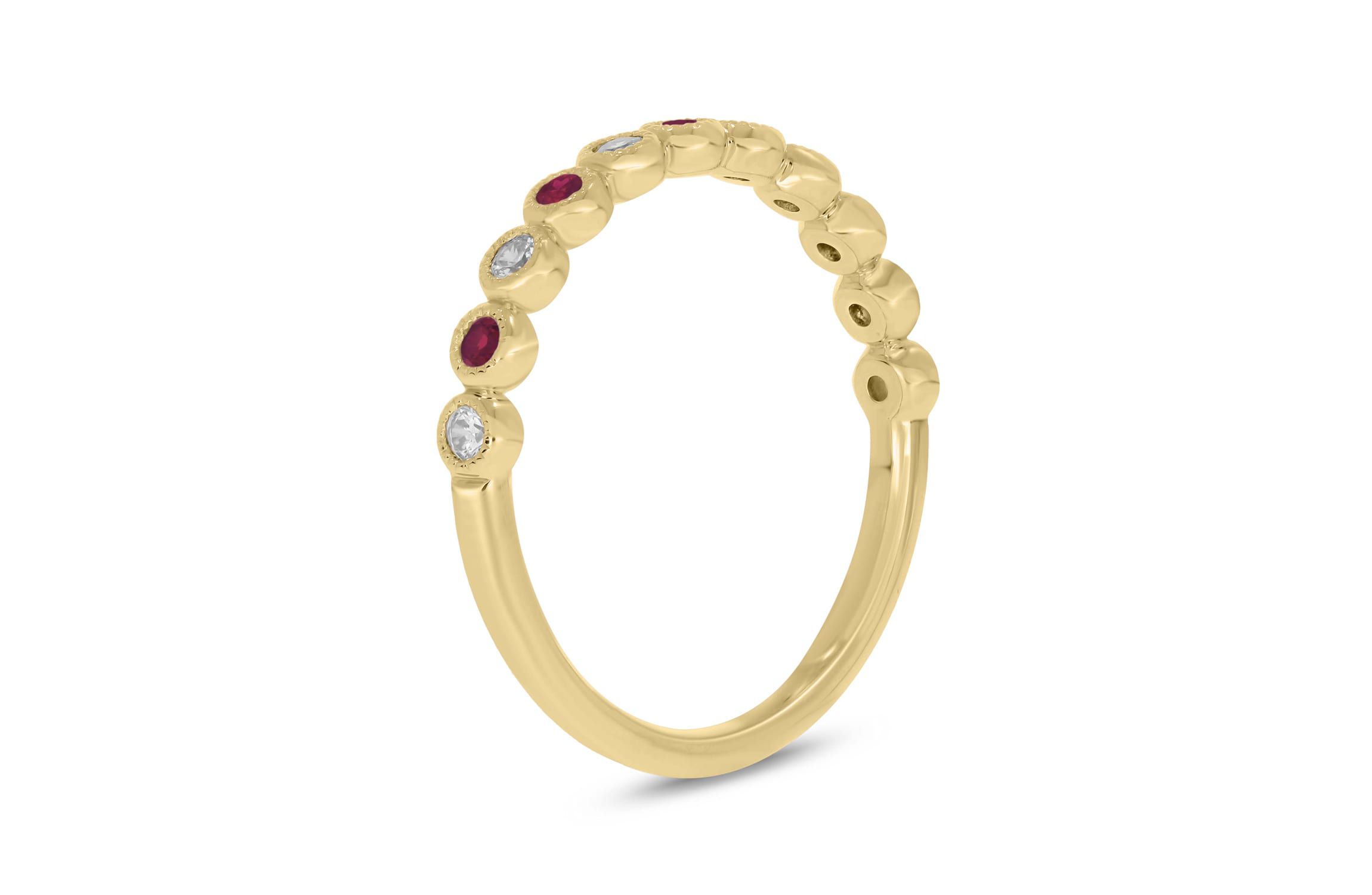1/4 ct.t.w. Diamond Natural Ruby Anniversary Band in 14KT Rose Gold