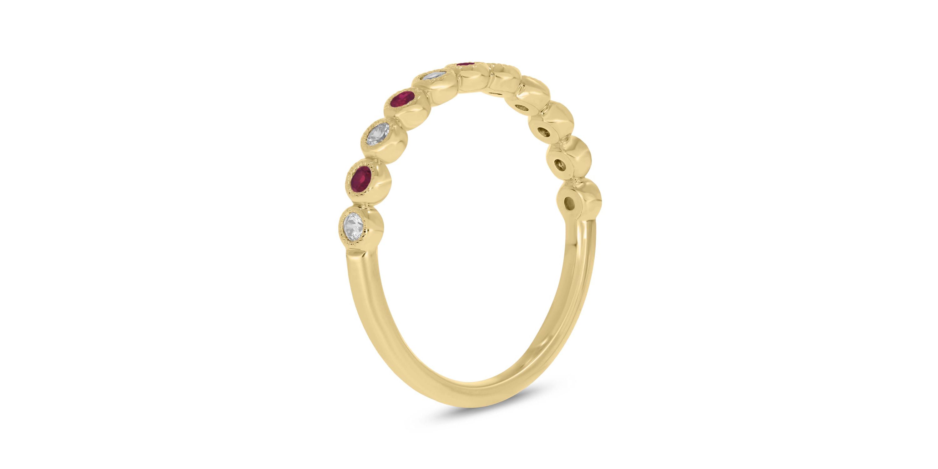 1/4 ct.t.w. Diamond Natural Ruby Anniversary Band in 14KT White Gold