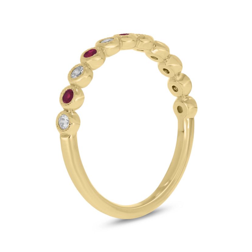 1/4 ct.t.w. Diamond Natural Ruby Anniversary Band in 14KT White Gold