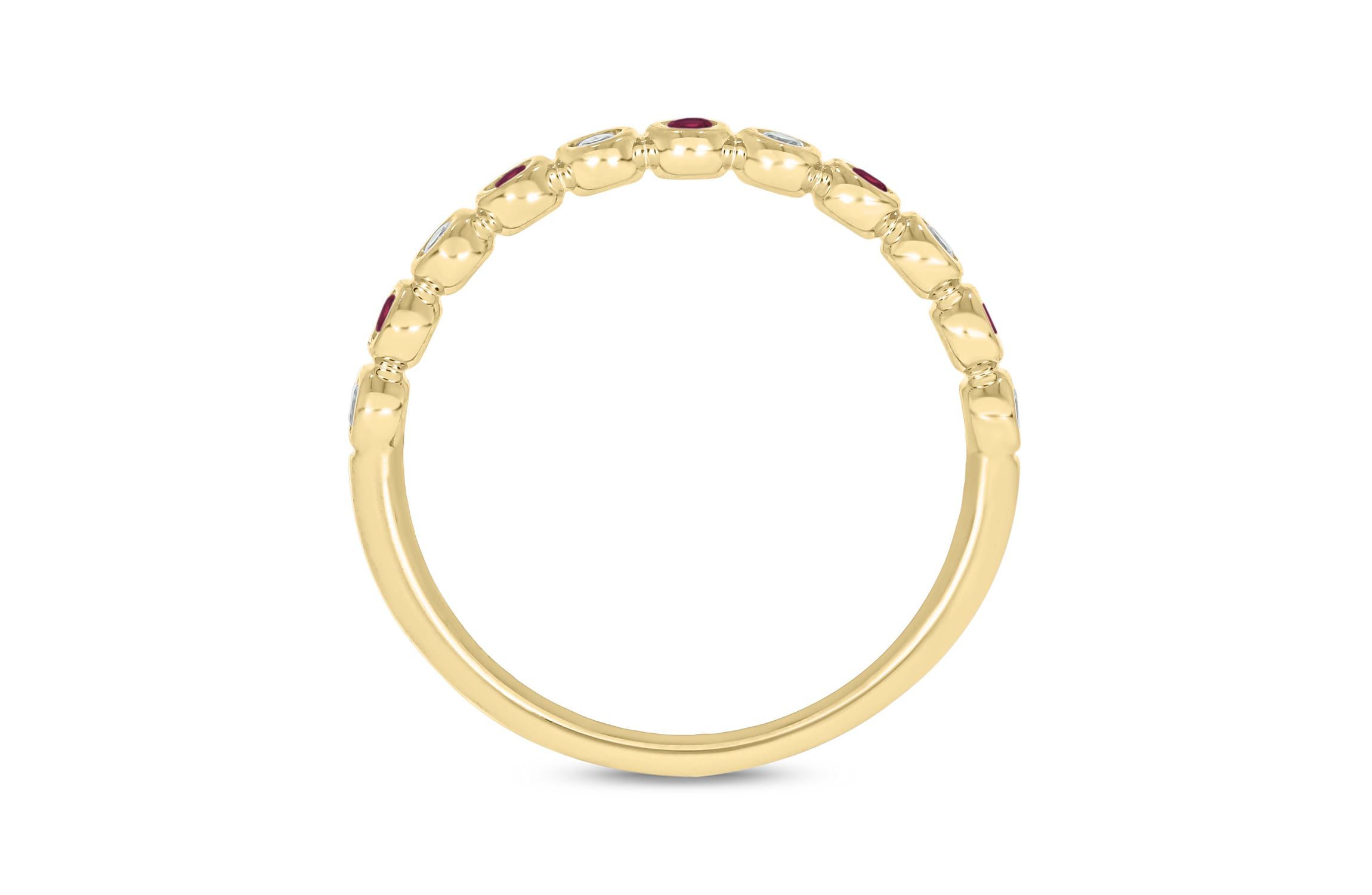 1/4 ct.t.w. Diamond Natural Ruby Anniversary Band in 14KT Rose Gold