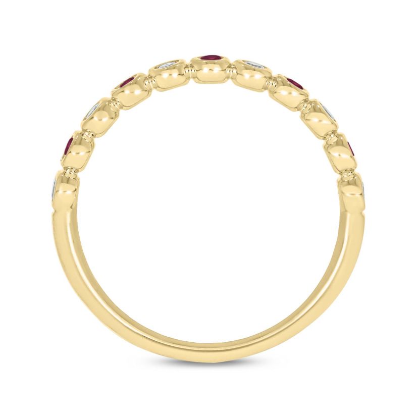 1/4 ct.t.w. Diamond Natural Ruby Anniversary Band in 14KT White Gold