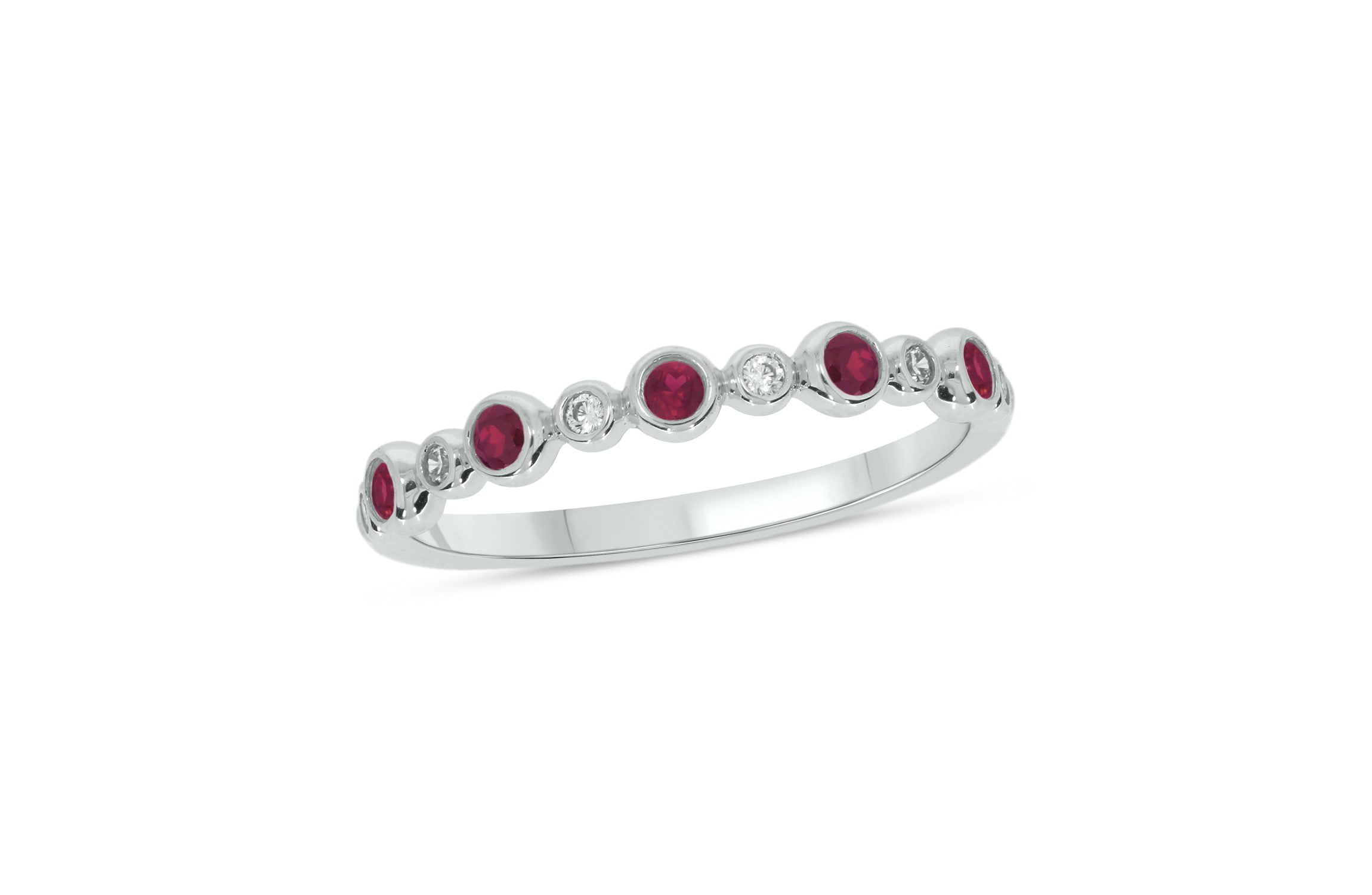 1/5 ct.t.w. Diamond Natural Ruby Round Anniversary Band in 14KT Rose Gold
