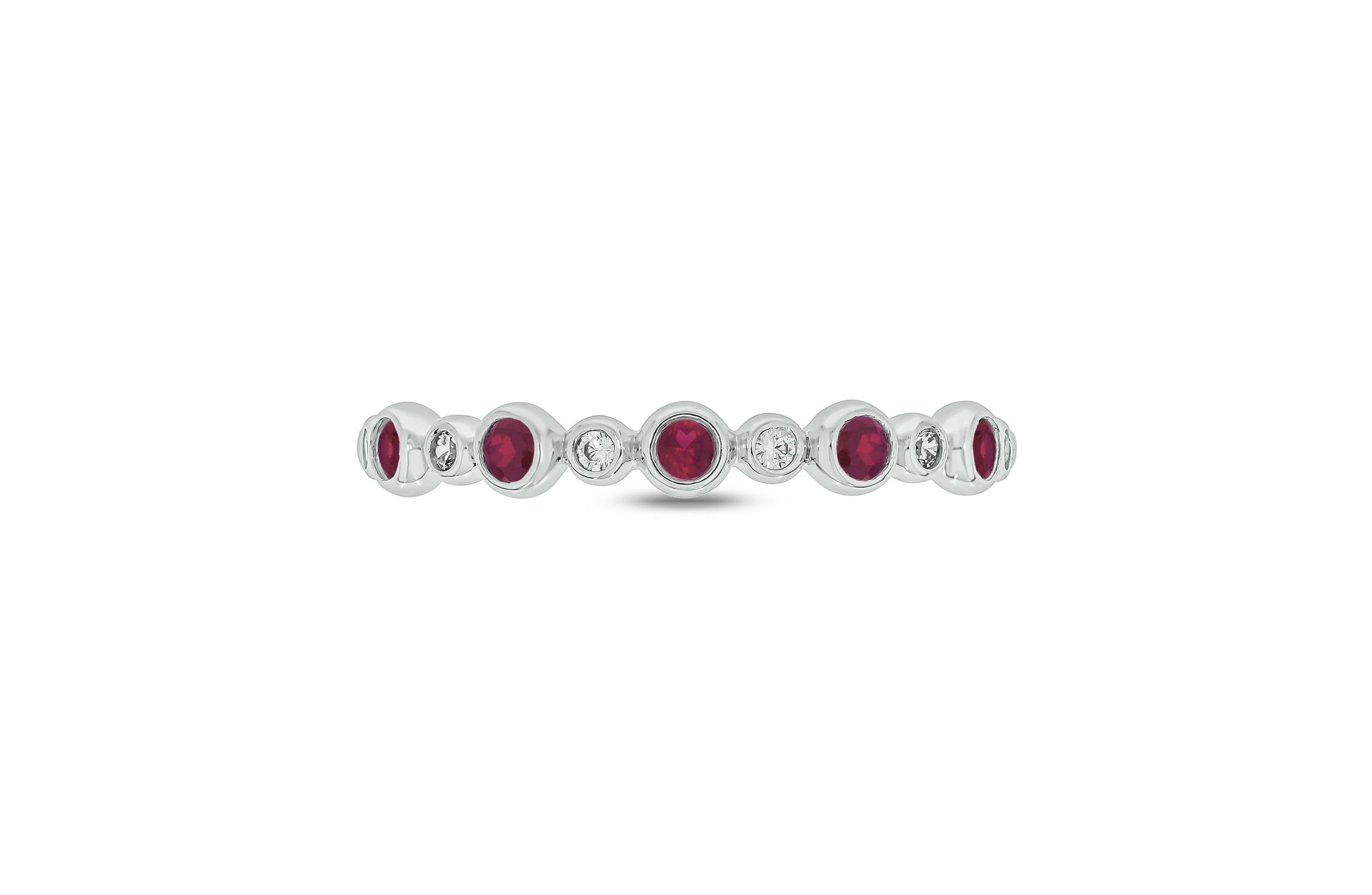 1/5 ct.t.w. Diamond Natural Ruby Round Anniversary Band in 14KT Rose Gold