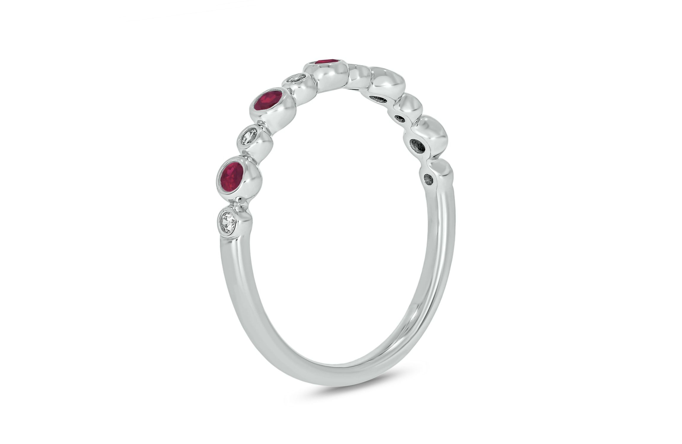 1/5 ct.t.w. Diamond Natural Ruby Round Anniversary Band in 14KT Rose Gold