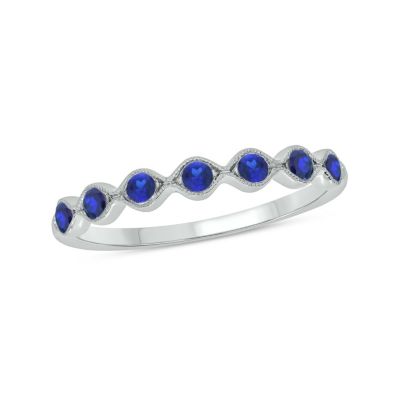 Belk & Co 1/4 ct.t.w. Diamond Natural Blue Sapphire Anniversary Band in 14KT Rose Gold, Yellow, 5