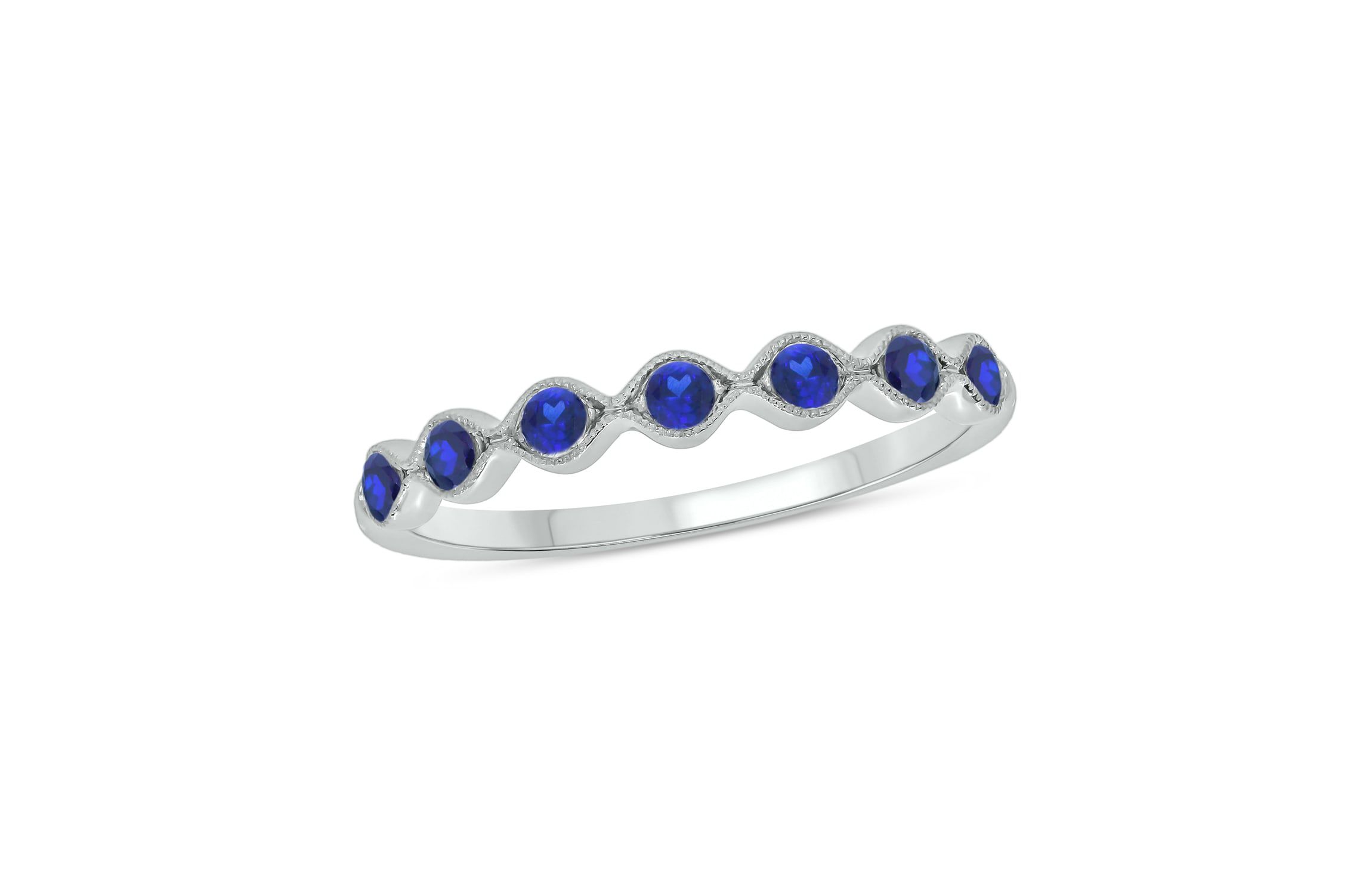 1/4 ct.t.w. Diamond Natural Blue Sapphire  Anniversary Band in 14KT Rose Gold