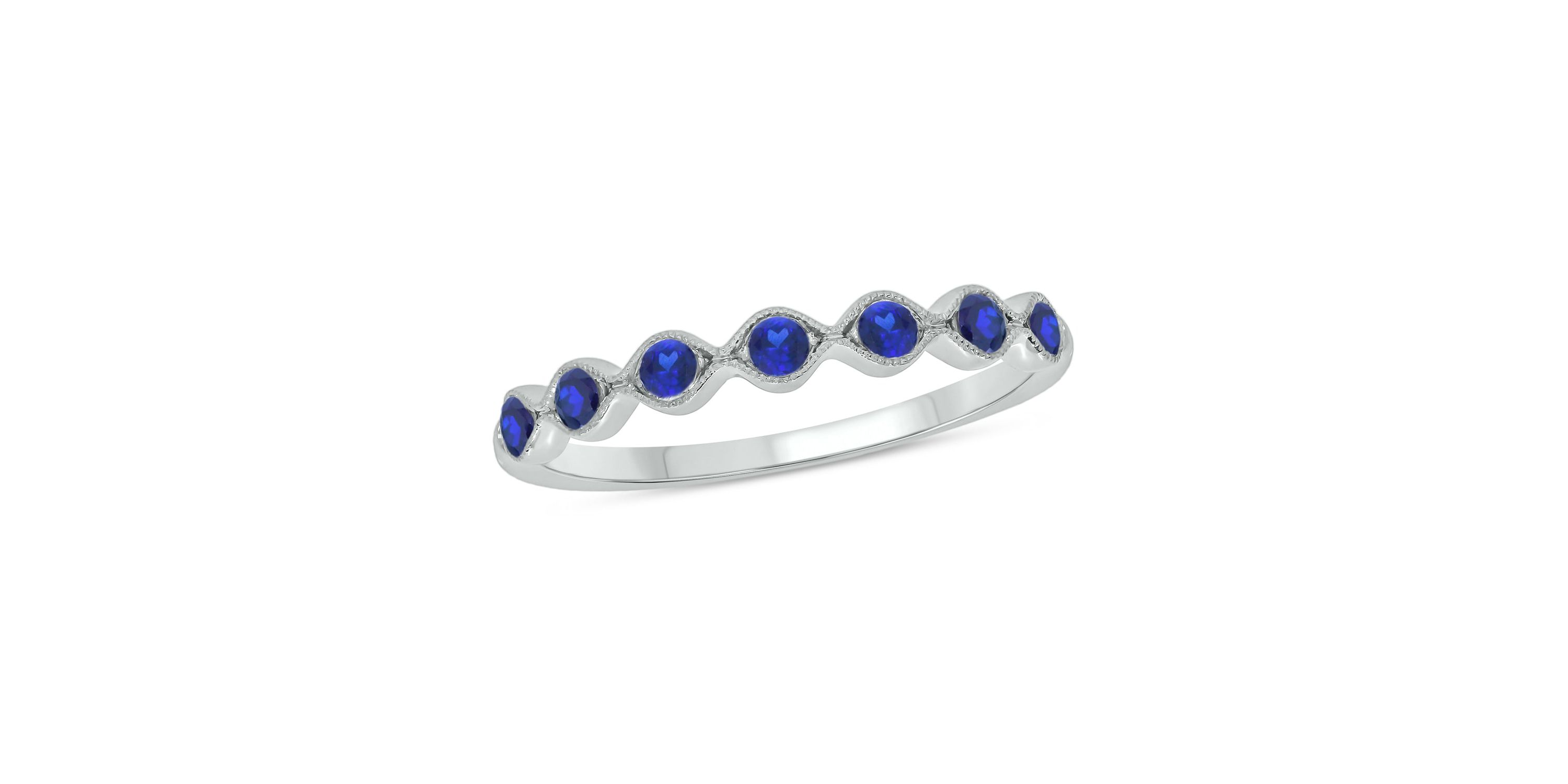 1/4 ct.t.w. Diamond Natural Blue Sapphire  Anniversary Band in 14KT Yellow Gold