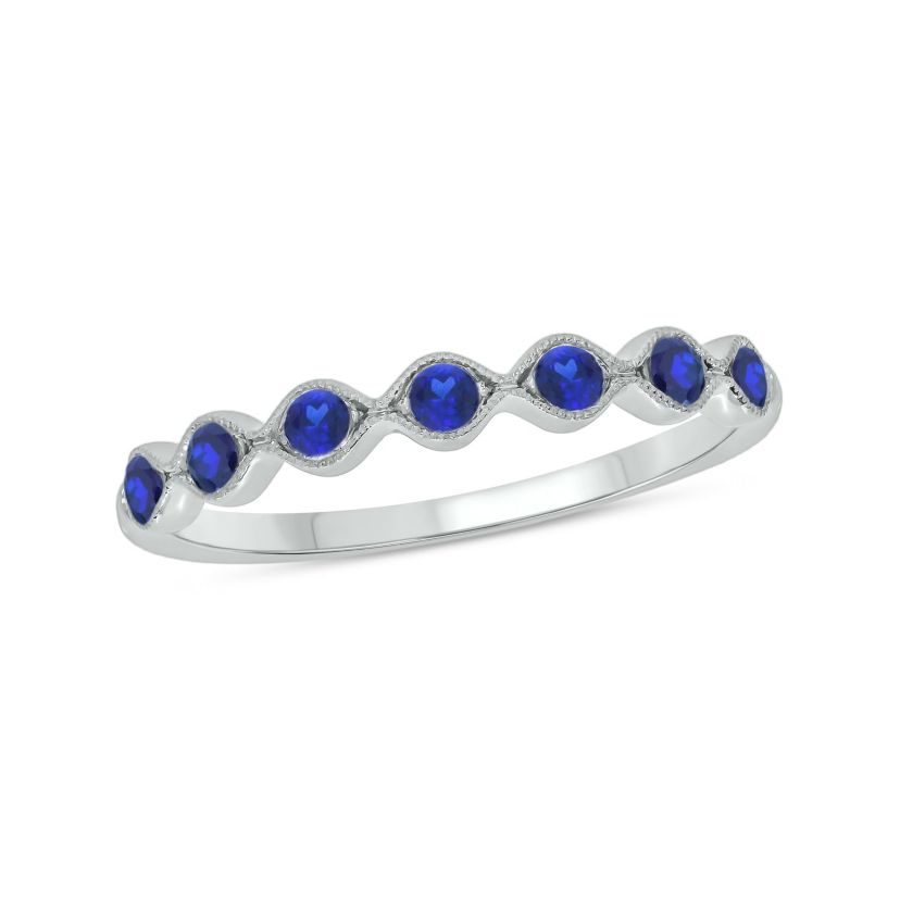 1/4 ct.t.w. Diamond Natural Blue Sapphire  Anniversary Band in 14KT Yellow Gold