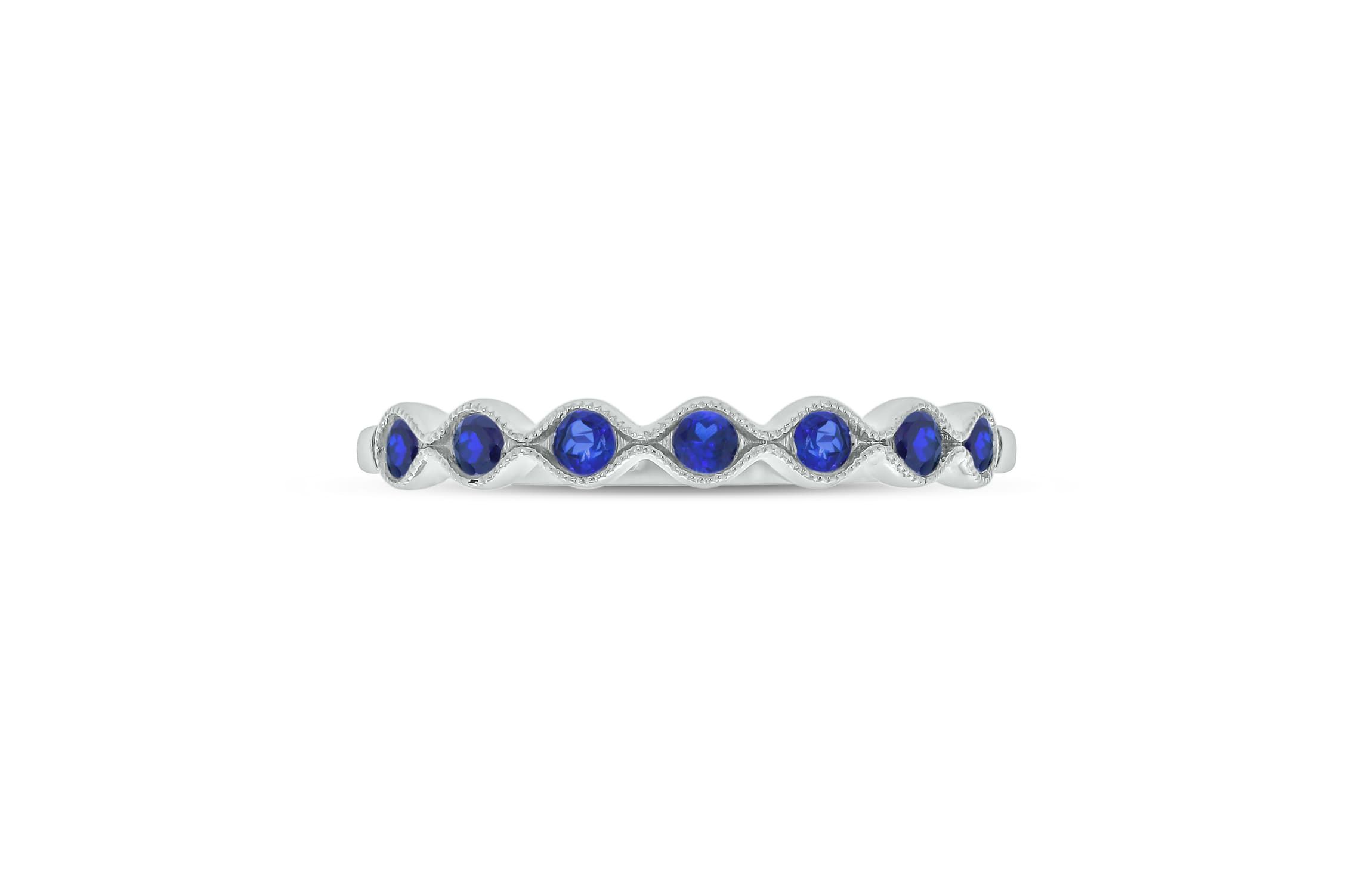 1/4 ct.t.w. Diamond Natural Blue Sapphire  Anniversary Band in 14KT Rose Gold