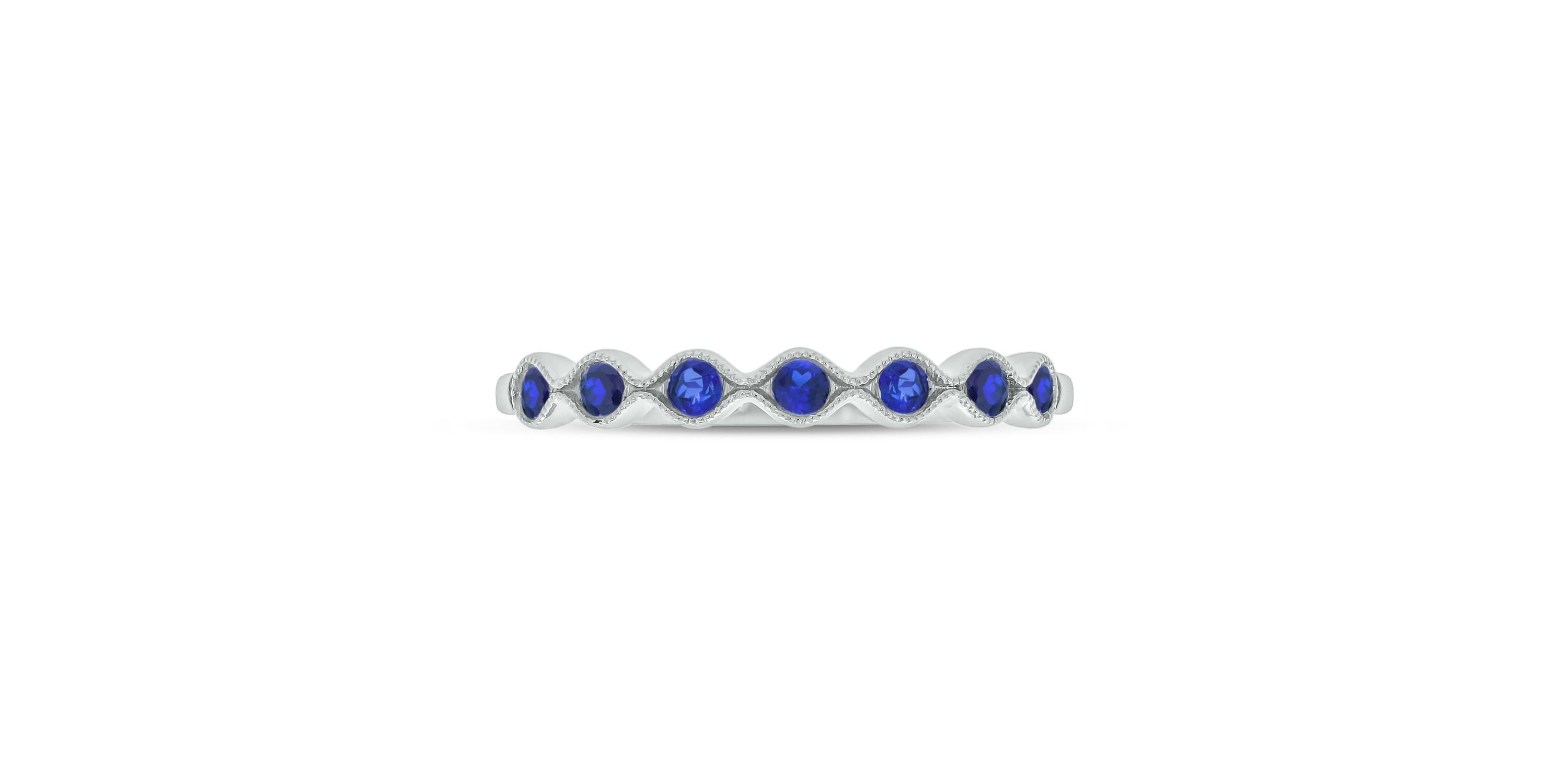 1/4 ct.t.w. Diamond Natural Blue Sapphire  Anniversary Band in 14KT Yellow Gold