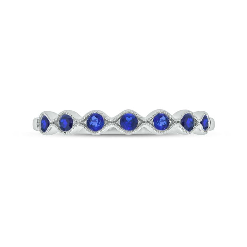 1/4 ct.t.w. Diamond Natural Blue Sapphire  Anniversary Band in 14KT Yellow Gold