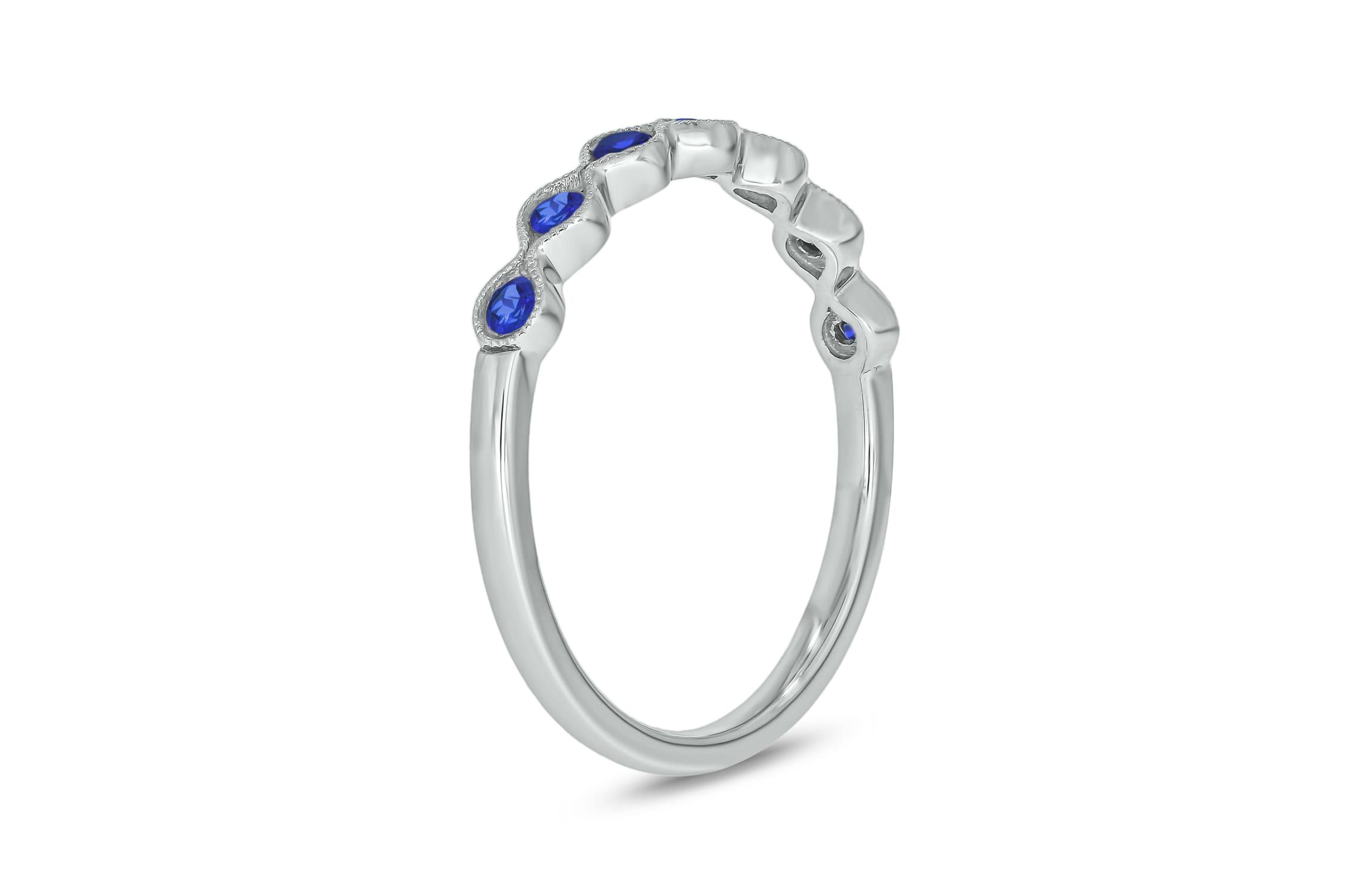 1/4 ct.t.w. Diamond Natural Blue Sapphire  Anniversary Band in 14KT Rose Gold