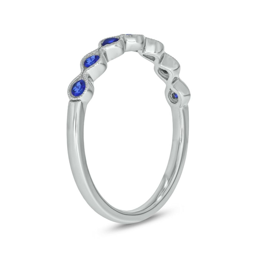 1/4 ct.t.w. Diamond Natural Blue Sapphire  Anniversary Band in 14KT Yellow Gold