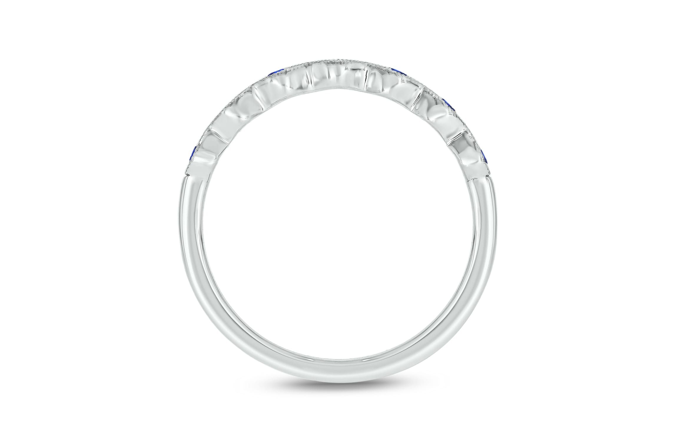 1/4 ct.t.w. Diamond Natural Blue Sapphire  Anniversary Band in 14KT Rose Gold
