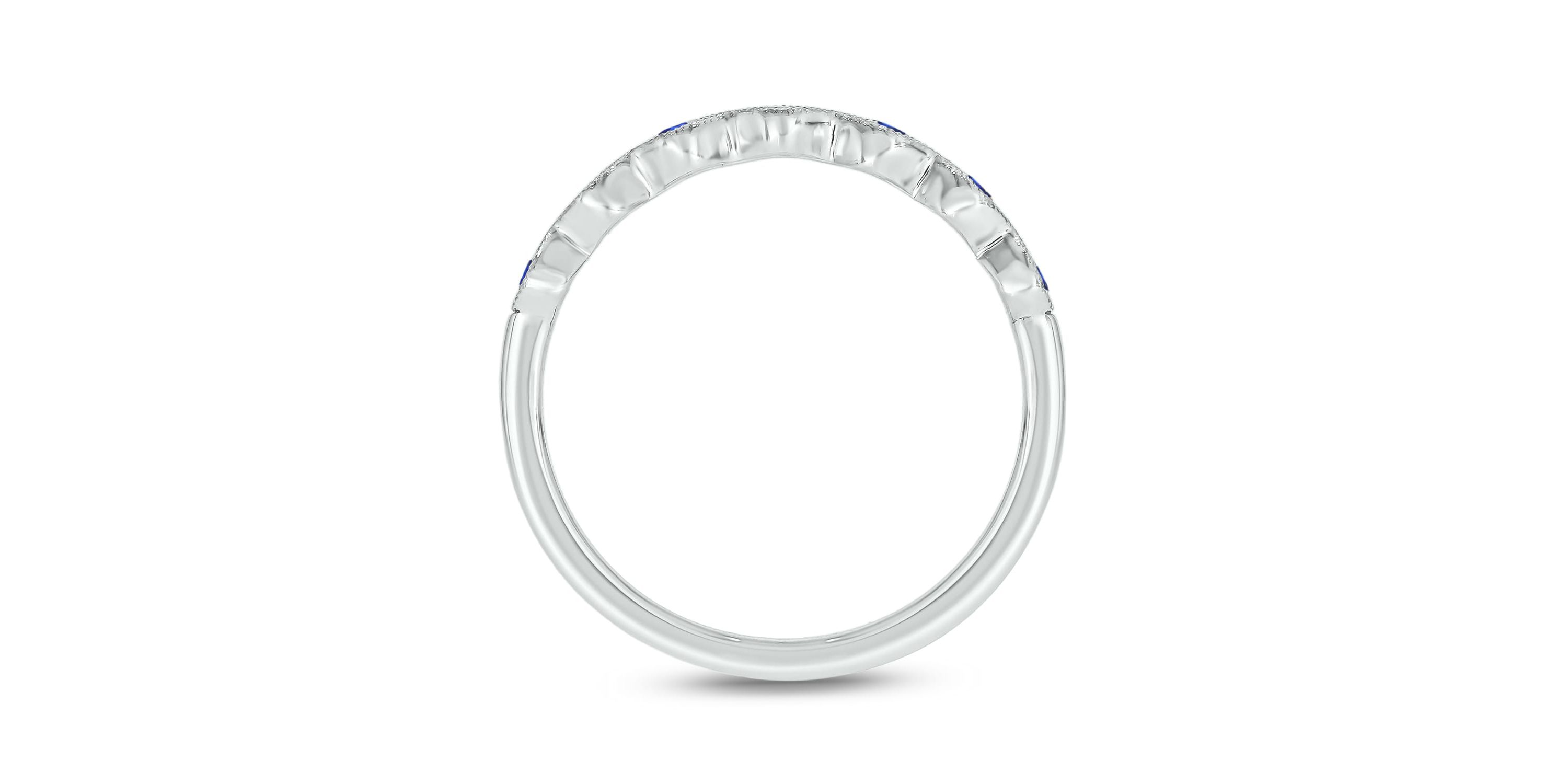 1/4 ct.t.w. Diamond Natural Blue Sapphire  Anniversary Band in 14KT Yellow Gold