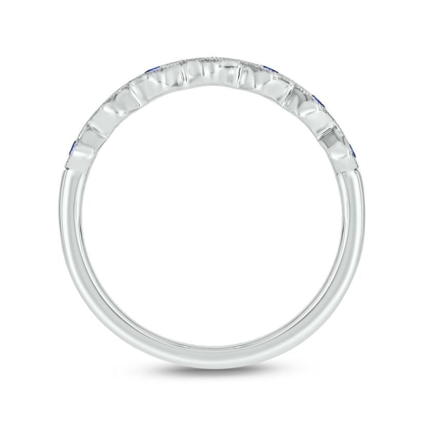 1/4 ct.t.w. Diamond Natural Blue Sapphire  Anniversary Band in 14KT Yellow Gold