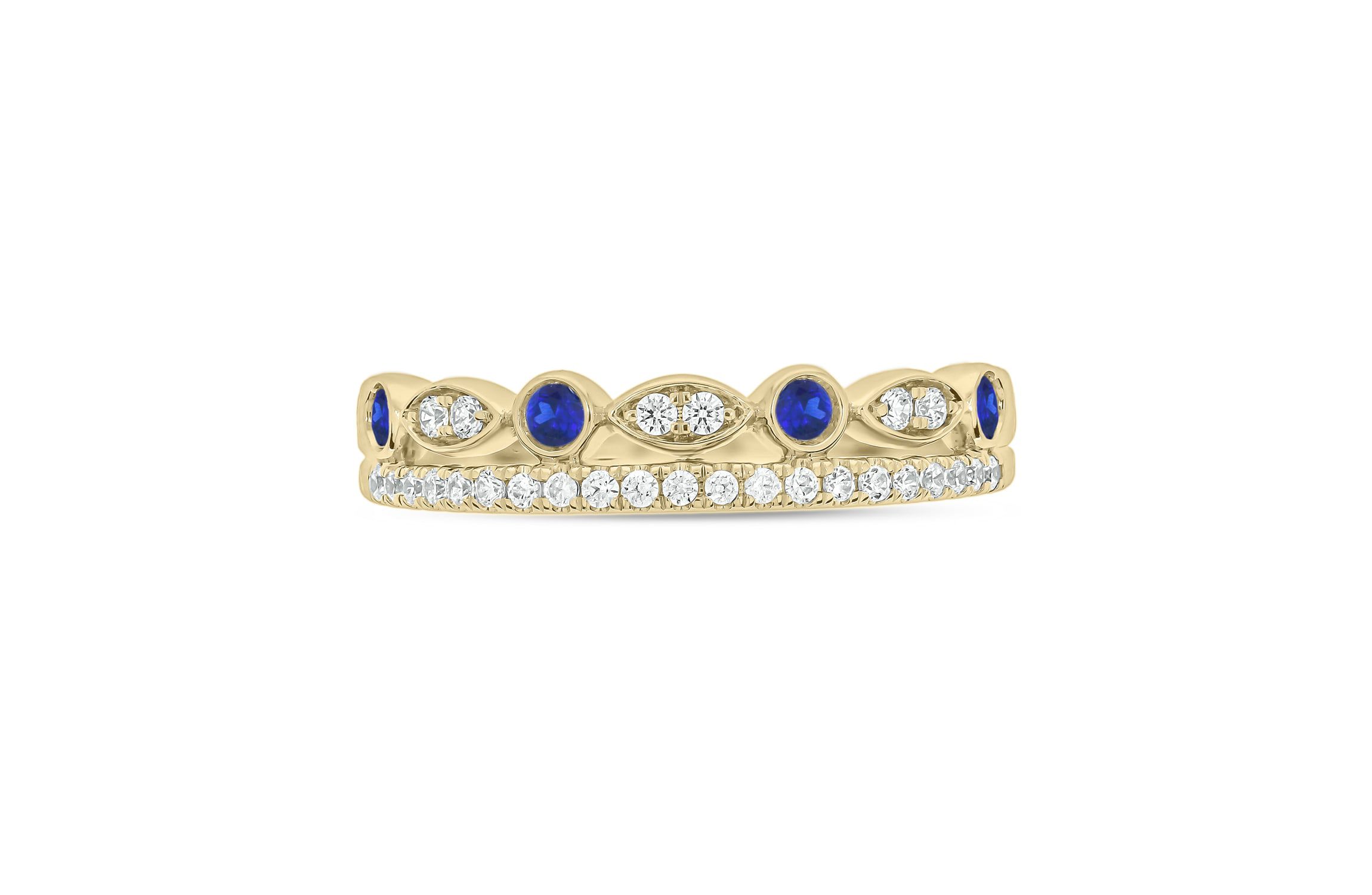 1/3 ct.t.w. Diamond Natural Blue Sapphire  Anniversary Band in 14KT White Gold