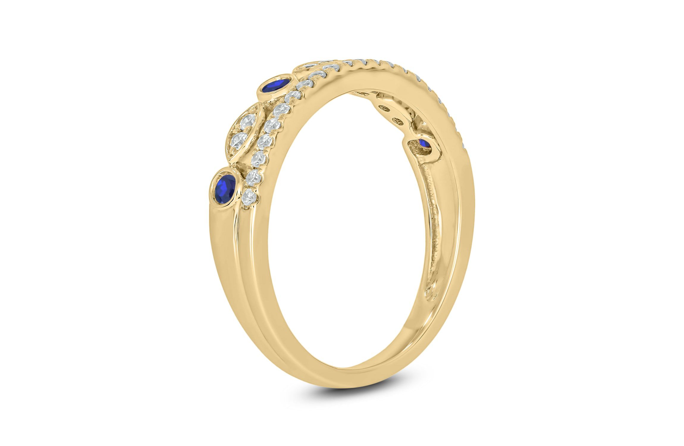 1/3 ct.t.w. Diamond Natural Blue Sapphire  Anniversary Band in 14KT White Gold
