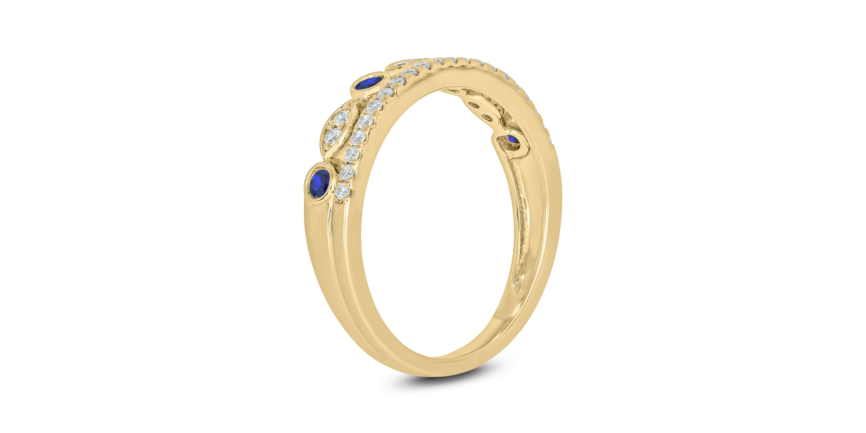 1/3 ct.t.w. Diamond Natural Blue Sapphire  Anniversary Band in 14KT White Gold