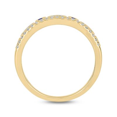 1/3 ct.t.w. Diamond Natural Blue Sapphire  Anniversary Band 14KT Yellow Gold