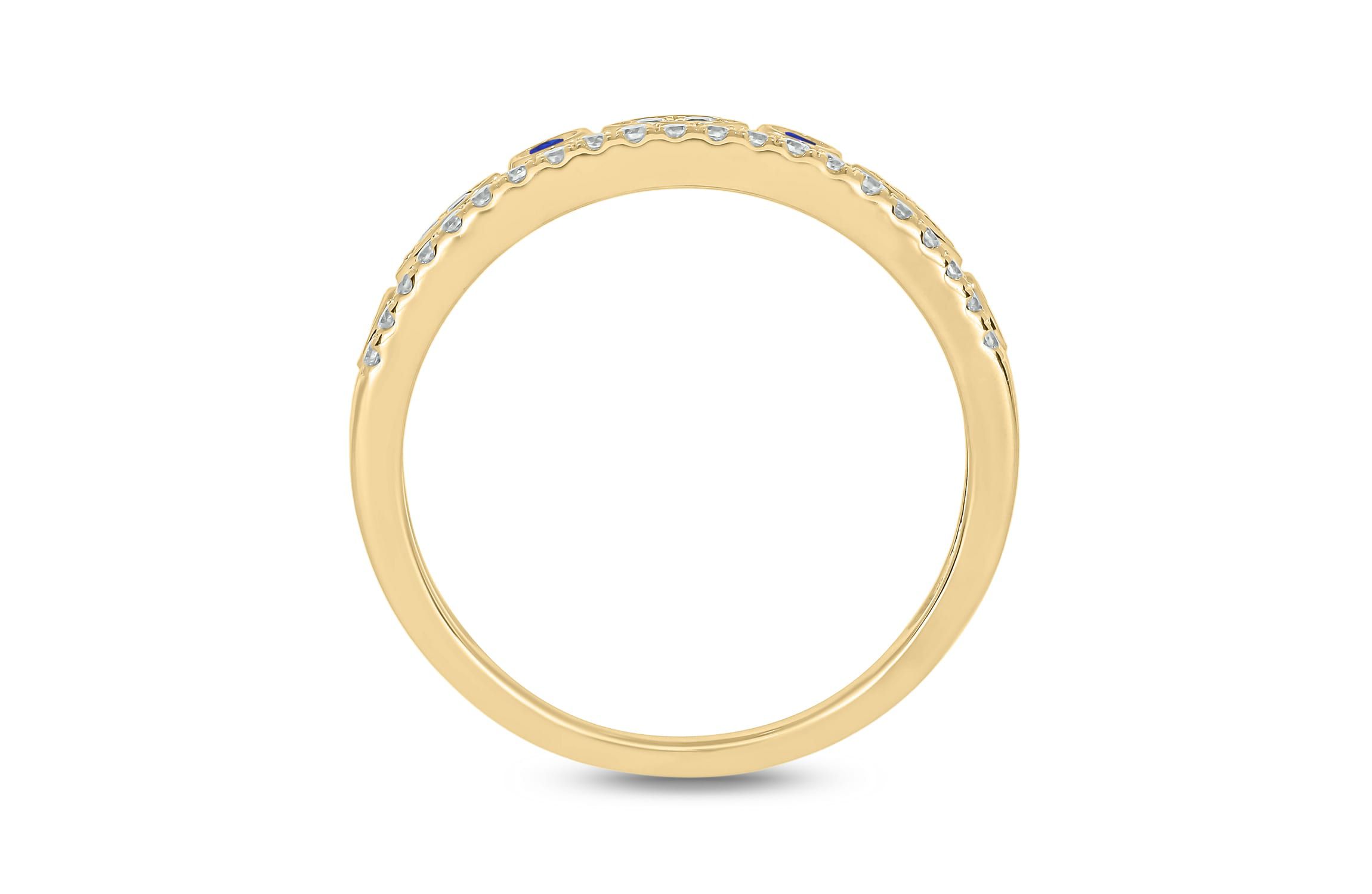 1/3 ct.t.w. Diamond Natural Blue Sapphire  Anniversary Band in 14KT White Gold