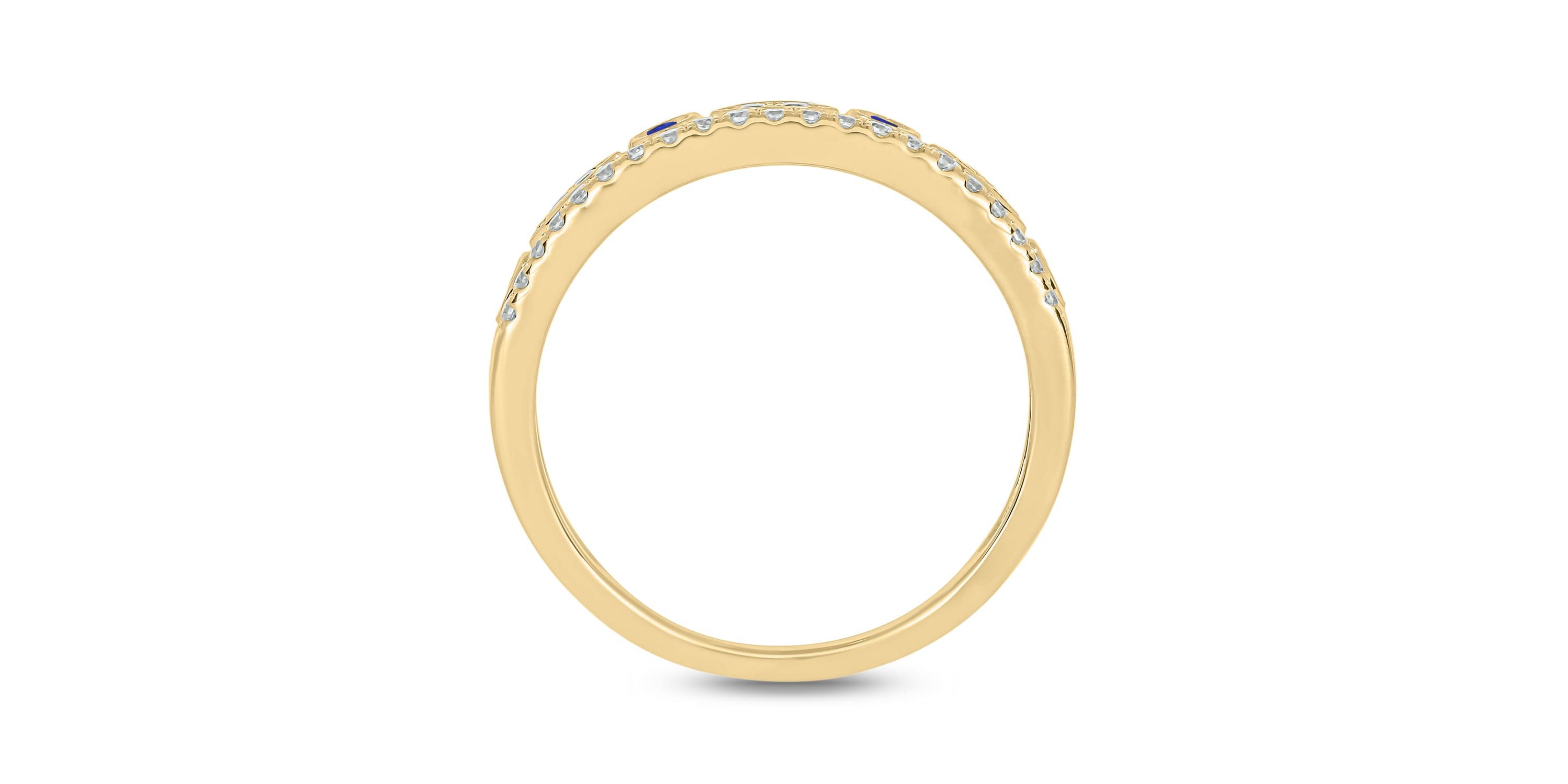1/3 ct.t.w. Diamond Natural Blue Sapphire  Anniversary Band in 14KT White Gold