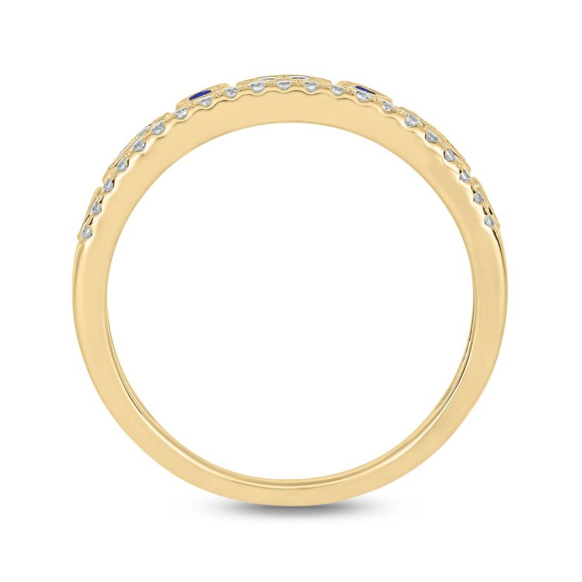 1/3 ct.t.w. Diamond Natural Blue Sapphire  Anniversary Band in 14KT White Gold