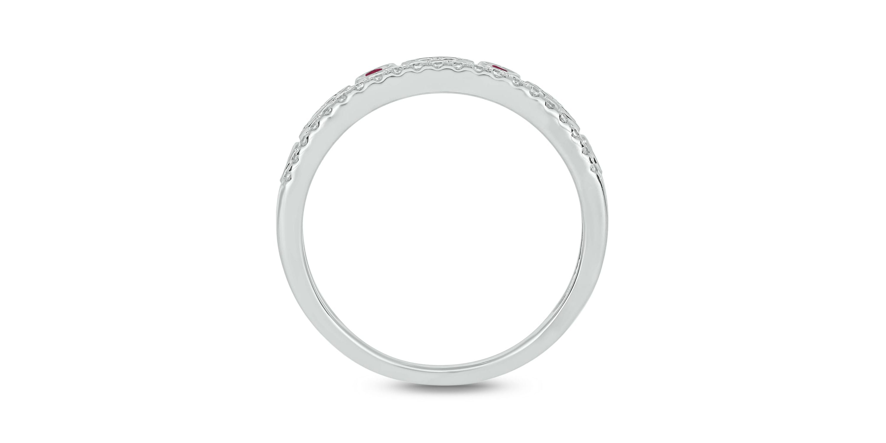 1/3 ct.t.w. Diamond Natural Ruby Anniversary Band in 14KT White Gold