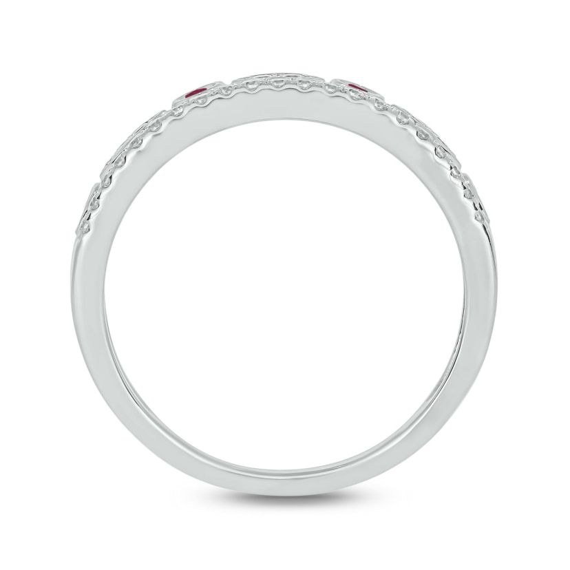 1/3 ct.t.w. Diamond Natural Ruby Anniversary Band in 14KT White Gold