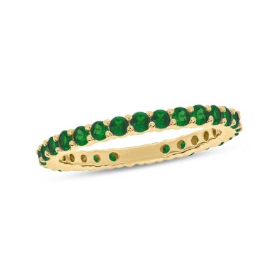 Belk & Co 5/8 ct.t.w. Diamond Natural Round Shape Emerald Anniversary Band in 14KT Rose Gold, White, 6